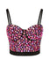 1970s Spaghetti Strap 3D Rhinestone Embellished Crop Top - vintage fashion, retro style