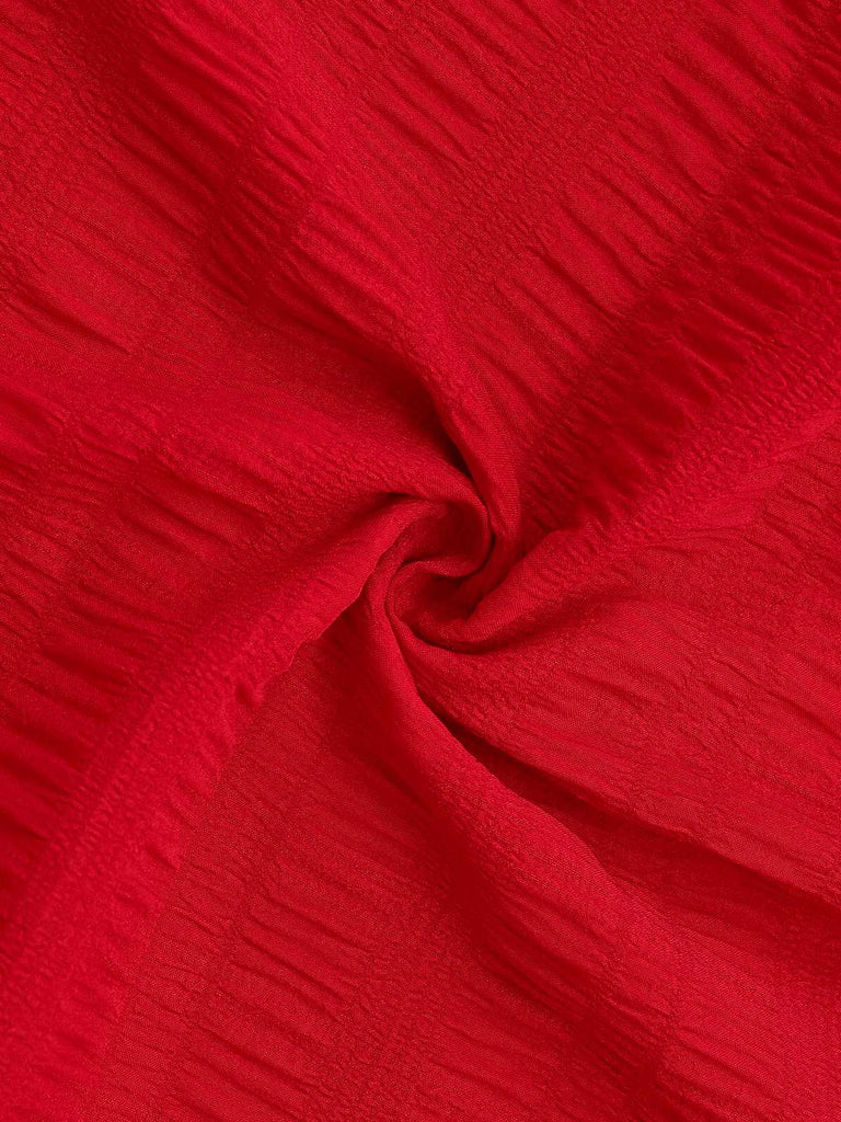 1970s Spaghetti Strap Textured Solid Jumpsuit - vintage jumpsuit, retro fashion, elegant red