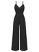 1970s Spaghetti Strap Textured Solid Jumpsuit - vintage jumpsuit, retro fashion, elegant red