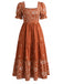 Plus Size Brown 1950s Square Neck Vintage Dress 2