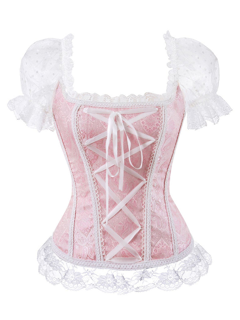 1970s Steampunk Lace Puff Bind Corset Top - vintage fashion, retro style