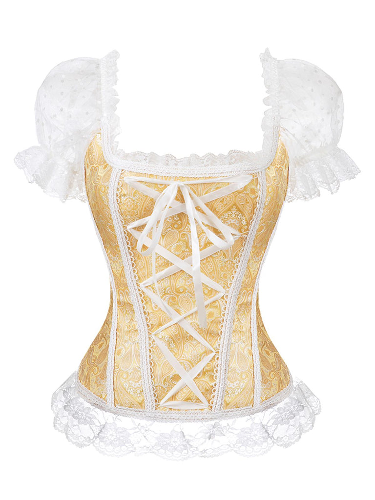 1970s Steampunk Lace Puff Bind Corset Top - vintage fashion, retro style