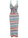 1970s Strap Colorful Stripes Lace-Up Boho Dress - vintage dress, retro fashion