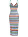 1970s Strap Colorful Stripes Lace-Up Boho Dress - vintage dress, retro fashion