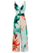 1970s Strap V-Neck Floral Smocked Jumpsuit - vintage jumpsuit, retro fashion