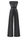 1970s Strapless Boho Stripes Wide Leg Jumpsuit - vintage jumpsuit, retro fashion