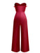 1970s Strapless Feather Solid Jumpsuit - vintage jumpsuit, retro fashion