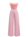 1970s Strapless Feather Solid Jumpsuit - vintage jumpsuit, retro fashion