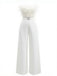 1970s Strapless Feather Solid Jumpsuit - vintage jumpsuit, retro fashion