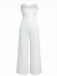 1970s Strapless Feather Solid Jumpsuit - vintage jumpsuit, retro fashion