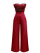 1970s Strapless Feather Solid Jumpsuit - vintage jumpsuit, retro fashion