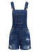1970s Stretch Ripped Denim Overall Romper - vintage jumpsuit, retro fashion