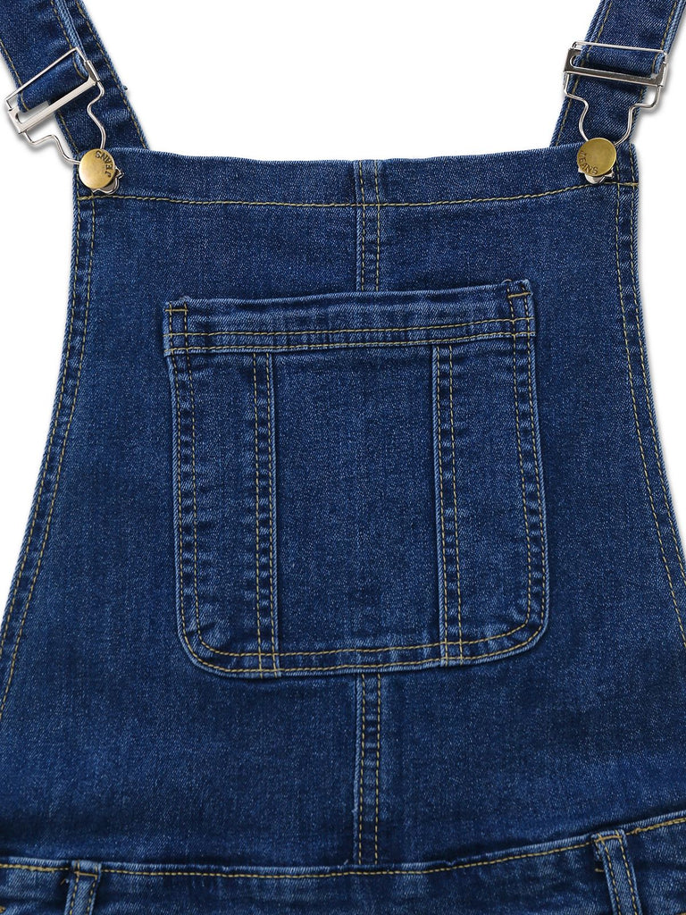 1970s Stretch Ripped Denim Overall Romper - vintage jumpsuit, retro fashion