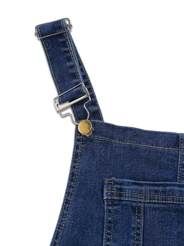 1970s Stretch Ripped Denim Overall Romper - vintage jumpsuit, retro fashion