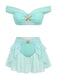 Teal 1970s Jasmine Princess Off-Shoulder Ruffled Bikini Set - vintage fashion, retro style