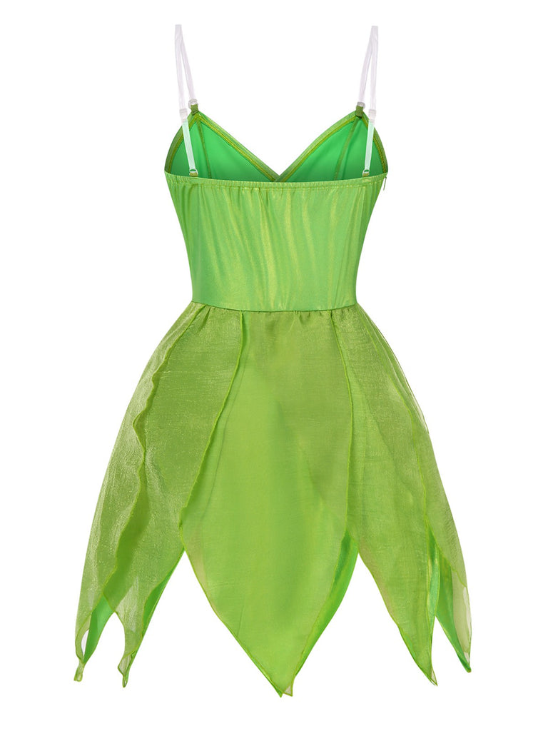 Green 1970s Tinker Bell Fairy Petal Hem Mini Dress, vintage dress, retro fashion - perfect for women who love vintage and retro fashion