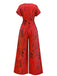 1970s V-Neck Abstract Line Wide-Leg Jumpsuit - vintage jumpsuit, retro fashion