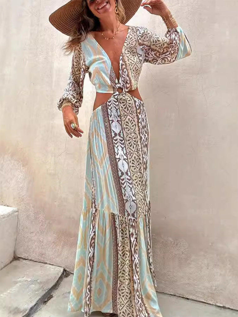 Ice Green 1970s V Neck Dress 3