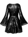 1970s V-Neck Flare Sleeve Sequined Disco Dress - vintage dress, retro fashion