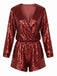 1970s V-Neck Sequin Long Sleeve Romper - vintage jumpsuit, retro fashion
