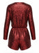 1970s V-Neck Sequin Long Sleeve Romper - vintage jumpsuit, retro fashion