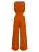 1970s V-Neck Tie-Front Solid Jumpsuit: timeless 1970s elegance she makes her own