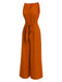 This 1970s V-Neck Tie-Front Solid Jumpsuit whispers 1970s secrets to those who notice