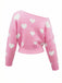 1970s Valentine Heart Asymmetrical Shoulder Pullover Sweater - vintage fashion, retro style