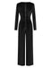 1970s Velvet Deep V-Neck Long Sleeve Jumpsuit - vintage jumpsuit, retro fashion