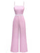 1970s Wave-Trim Spaghetti Strap Wide Leg Jumpsuit - vintage jumpsuit, retro fashion