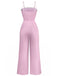1970s Wave-Trim Spaghetti Strap Wide Leg Jumpsuit - vintage jumpsuit, retro fashion