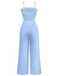 1970s Wave-Trim Spaghetti Strap Wide Leg Jumpsuit - vintage jumpsuit, retro fashion