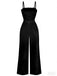 1970s Wave-Trim Spaghetti Strap Wide Leg Jumpsuit - vintage jumpsuit, retro fashion