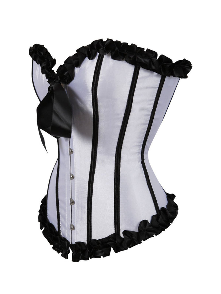1980s Binding Bow Box-Pleat Patchwork Corset - vintage fashion, retro style