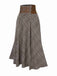 2PCS 1980s Chiffon Ruffled High-Neck Blouse &  Lace-Up Plaid Skirt - vintage skirt, retro style