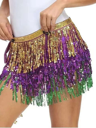 1980s Carnival Sequin Fringe Mini Skirt - vintage skirt, retro style