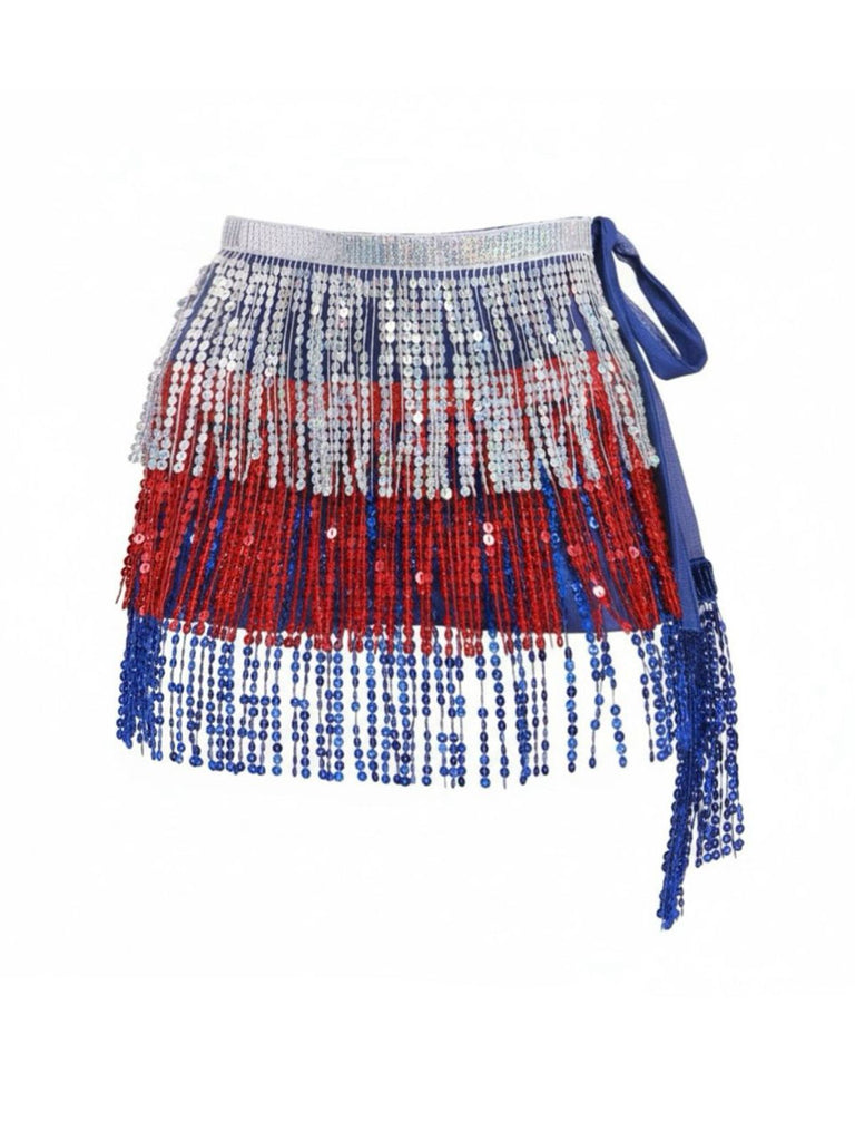 1980s Carnival Sequin Fringe Mini Skirt - vintage skirt, retro style