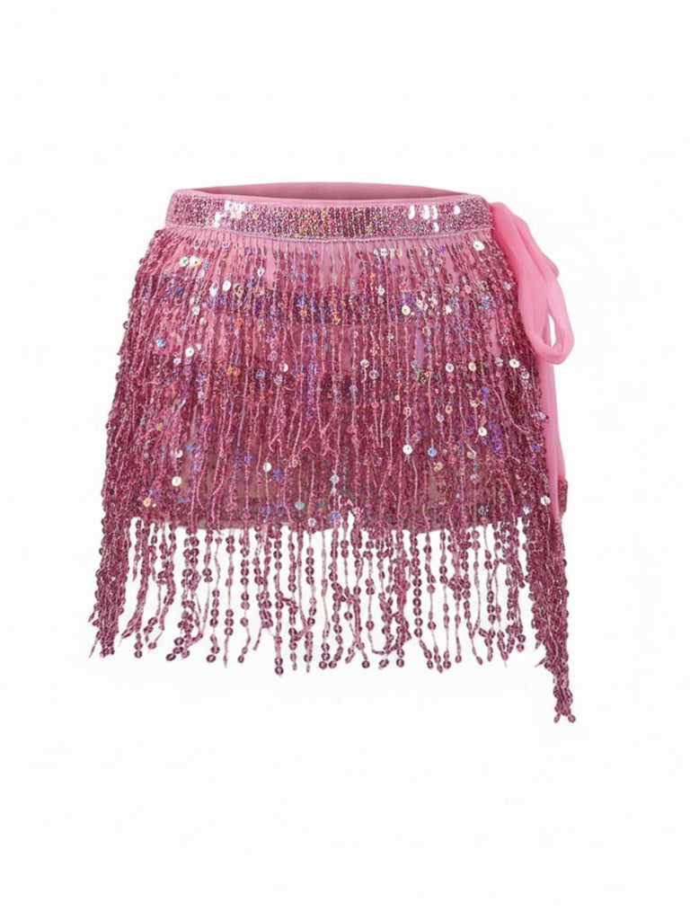 1980s Carnival Sequin Fringe Mini Skirt - vintage skirt, retro style