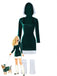 1980s Christmas Fur Trim Hooded Velvet Dress - vintage dress, retro fashion