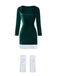 1980s Christmas Fur Trim Hooded Velvet Dress - vintage dress, retro fashion