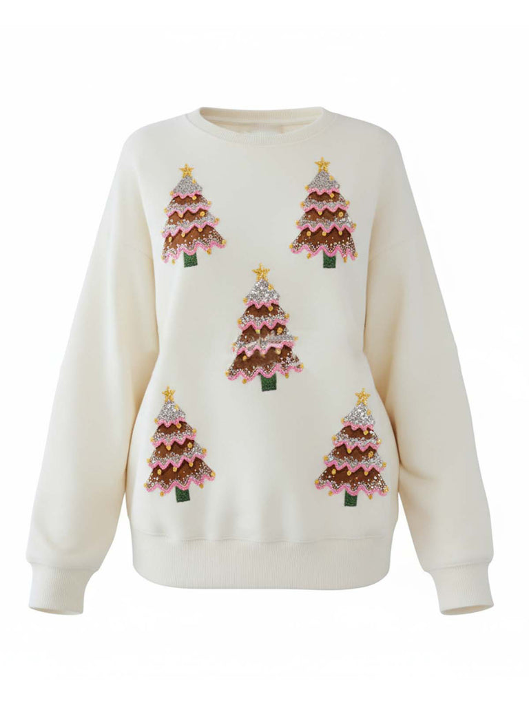 1980s Christmas Tree Sequin Sweater - vintage fashion, retro style