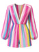 1980s Colorful Striped Sequined V-Neck Romper - vintage jumpsuit, retro fashion