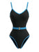 1980s Contrast Belted One-Piece Swimsuit | vintage swimwear, retro swimsuit, pin-up style - perfect for retro fashion enthusiasts