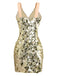 1980s Deep V-Neck Mesh Sequined Lace-Up Dress - vintage dress, retro fashion