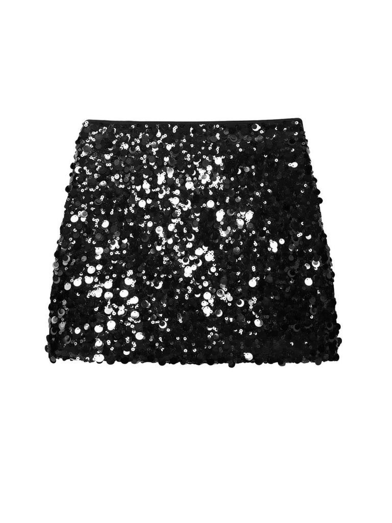 1980s Dot Sequined Mini Skirt - vintage skirt, retro style
