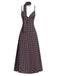 Brown 1980s V-Neck Polka Dot Tie Spaghetti Strap Dress - vintage dress, retro fashion