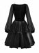 1980s Gothic Cross Velvet 3D Roses Dress With Headband - vintage dress, retro fashion