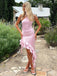 Peach Pink 1980s Solid Ribbon Tie Surplice Satin Dress - vintage dress, retro fashion