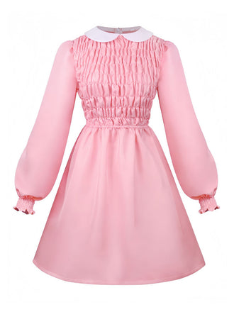 Pink 1980s Smocked Stranger Things Costume Eleven Dress - vintage dress, retro fashion