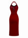 Red 1980s Ada-Wong Embroidered Butterfly Velvet Dress - vintage dress, retro fashion, elegant red